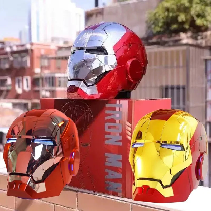 Marvel 1:1 Iron Man Mk5 Jarvis Helmet Remote Voice Control Auto Helmet Mask With Led Light Figure Boy Christmas Birthday Gift