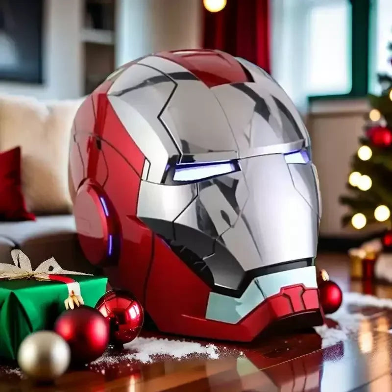 Marvel 1:1 Iron Man Mk5 Jarvis Helmet Remote Voice Control Auto Helmet Mask With Led Light Figure Boy Christmas Birthday Gift